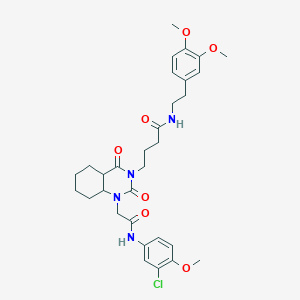 4-[1-[2-(3-chloro-4-methoxyanilino)-2-oxoethyl]-2,4-dioxo-4a,5,6,7,8,8a-hexahydroquinazolin-3-yl]-N-[2-(3,4-dimethoxyphenyl)ethyl]butanamide
