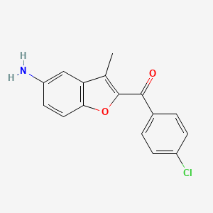 molecular formula C16H12ClNO2 B2691822 (5-Amino-3-methyl-1-benzofuran-2-yl)(4-chlorophenyl)methanone CAS No. 923221-25-4