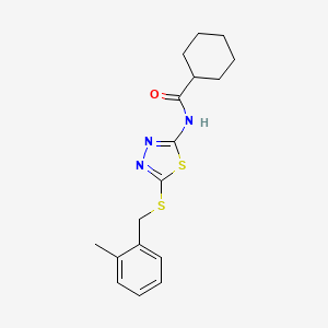N-[5-[(2-methylphenyl)methylsulfanyl]-1,3,4-thiadiazol-2-yl]cyclohexanecarboxamide