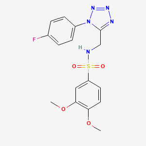 molecular formula C16H16FN5O4S B2691826 N-((1-(4-fluorophenyl)-1H-tetrazol-5-yl)methyl)-3,4-dimethoxybenzenesulfonamide CAS No. 941964-41-6
