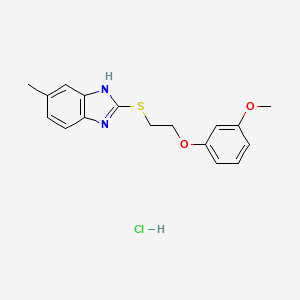 molecular formula C17H19ClN2O2S B2691831 2-((2-(3-甲氧基苯氧基)乙基)硫代)-5-甲基-1H-苯并[d]咪唑盐酸盐 CAS No. 1216882-06-2