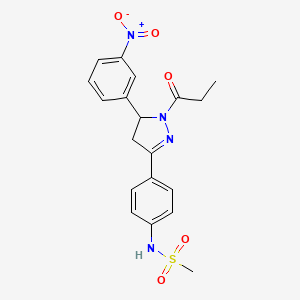 N-{4-[5-(3-nitrophenyl)-1-propanoyl-4,5-dihydro-1H-pyrazol-3-yl]phenyl}methanesulfonamide