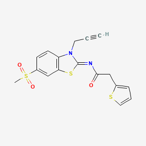 molecular formula C17H14N2O3S3 B2691841 (E)-N-(6-(甲磺酰基)-3-(丙-2-炔基)苯并[d]咪唑-2(3H)-基亚乙酰胺 CAS No. 1005958-72-4