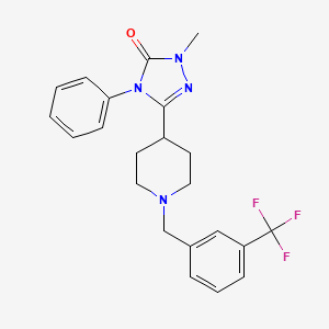 molecular formula C22H23F3N4O B2691842 1-甲基-4-苯基-3-(1-(3-(三氟甲基)苯基甲基)哌啶-4-基)-1H-1,2,4-三唑-5(4H)-酮 CAS No. 1396808-55-1