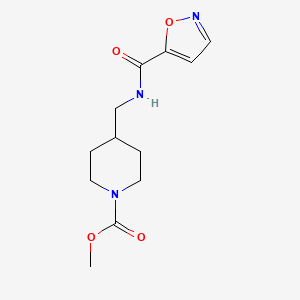 molecular formula C12H17N3O4 B2691846 Methyl 4-((isoxazole-5-carboxamido)methyl)piperidine-1-carboxylate CAS No. 1324143-60-3