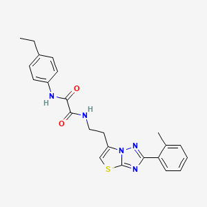 molecular formula C23H23N5O2S B2691850 N1-(4-ethylphenyl)-N2-(2-(2-(o-tolyl)thiazolo[3,2-b][1,2,4]triazol-6-yl)ethyl)oxalamide CAS No. 895791-11-4