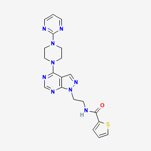 molecular formula C20H21N9OS B2691878 N-(2-(4-(4-(嘧啶-2-基)哌嗪-1-基)-1H-吡唑并[3,4-d]嘧啶-1-基)乙基)噻吩-2-羧酰胺 CAS No. 1021061-61-9