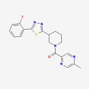 (3-(5-(2-Fluorophenyl)-1,3,4-thiadiazol-2-yl)piperidin-1-yl)(5-methylpyrazin-2-yl)methanone