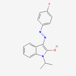 molecular formula C17H16FN3O B2691893 1-异丙基-1H-吲哚-2,3-二酮 3-[N-(4-氟苯基)肼酰基] CAS No. 320422-07-9
