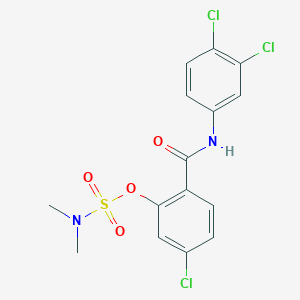 molecular formula C15H13Cl3N2O4S B2691915 5-chloro-2-[(3,4-dichloroanilino)carbonyl]phenyl-N,N-dimethylsulfamate CAS No. 400080-37-7