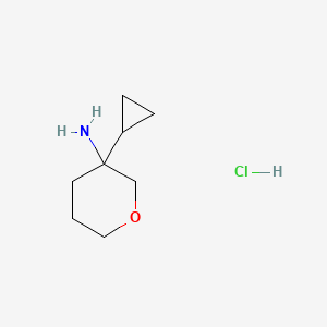 molecular formula C8H16ClNO B2691919 3-Cyclopropyloxan-3-amine;hydrochloride CAS No. 2490398-55-3