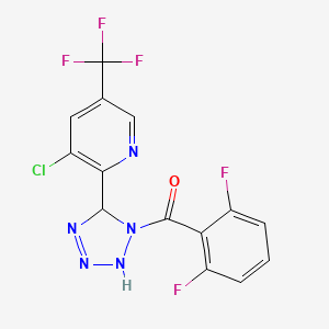 molecular formula C14H7ClF5N5O B2691928 [5-[3-氯-5-(三氟甲基)吡啶-2-基]-2,5-二氢噻唑-1-基]-(2,6-二氟苯基)甲酮 CAS No. 2061364-24-5