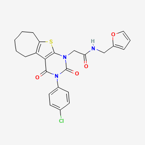 molecular formula C24H22ClN3O4S B2691929 2-[3-(4-chlorophenyl)-2,4-dioxo-3,4,6,7,8,9-hexahydro-2H-cyclohepta[4,5]thieno[2,3-d]pyrimidin-1(5H)-yl]-N-(2-furylmethyl)acetamide CAS No. 899782-90-2