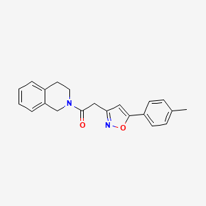 molecular formula C21H20N2O2 B2691930 1-(3,4-dihydroisoquinolin-2(1H)-yl)-2-(5-(p-tolyl)isoxazol-3-yl)ethanone CAS No. 946361-75-7