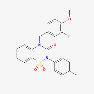 molecular formula C23H21FN2O4S B2691943 2-(4-ethylphenyl)-4-(3-fluoro-4-methoxybenzyl)-2H-1,2,4-benzothiadiazin-3(4H)-one 1,1-dioxide CAS No. 1029792-23-1