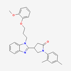 molecular formula C29H31N3O3 B2691944 1-(2,4-二甲基苯基)-4-{1-[3-(2-甲氧基苯氧基)丙基]-1H-苯并咪唑-2-基}吡咯烷-2-酮 CAS No. 847394-41-6