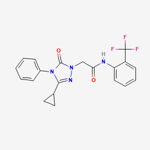 molecular formula C20H17F3N4O2 B2691946 2-(3-环丙基-5-氧代-4-苯基-4,5-二氢-1H-1,2,4-三唑-1-基)-N-(2-(三氟甲基)苯基)乙酰胺 CAS No. 1396814-81-5