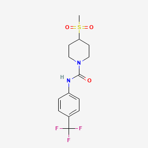 molecular formula C14H17F3N2O3S B2691950 4-(methylsulfonyl)-N-(4-(trifluoromethyl)phenyl)piperidine-1-carboxamide CAS No. 1448035-94-6