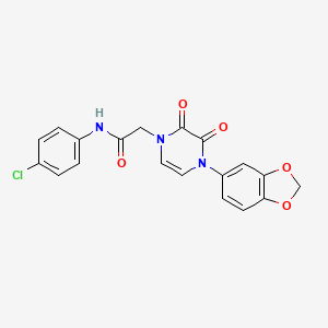molecular formula C19H14ClN3O5 B2691958 2-[4-(1,3-benzodioxol-5-yl)-2,3-dioxopyrazin-1-yl]-N-(4-chlorophenyl)acetamide CAS No. 898409-60-4