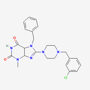 molecular formula C24H25ClN6O2 B2691959 7-benzyl-8-{4-[(3-chlorophenyl)methyl]piperazin-1-yl}-3-methyl-2,3,6,7-tetrahydro-1H-purine-2,6-dione CAS No. 886907-44-4