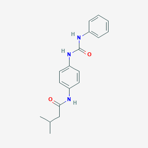molecular formula C18H21N3O2 B269197 N-{4-[(anilinocarbonyl)amino]phenyl}-3-methylbutanamide 