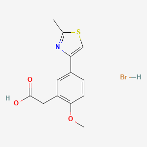 molecular formula C13H14BrNO3S B2691982 2-[2-Methoxy-5-(2-methyl-1,3-thiazol-4-yl)phenyl]acetic acid hydrobromide CAS No. 1052552-14-3