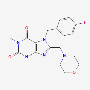 molecular formula C19H22FN5O3 B2691991 7-(4-fluorobenzyl)-1,3-dimethyl-8-(morpholin-4-ylmethyl)-3,7-dihydro-1H-purine-2,6-dione CAS No. 577964-39-7