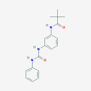 molecular formula C18H21N3O2 B269200 N-{3-[(anilinocarbonyl)amino]phenyl}-2,2-dimethylpropanamide 