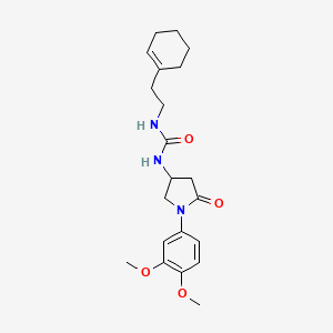 molecular formula C21H29N3O4 B2692003 1-(2-(Cyclohex-1-en-1-yl)ethyl)-3-(1-(3,4-dimethoxyphenyl)-5-oxopyrrolidin-3-yl)urea CAS No. 877641-50-4
