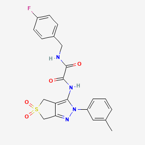 molecular formula C21H19FN4O4S B2692007 N1-(5,5-dioxido-2-(m-tolyl)-4,6-dihydro-2H-thieno[3,4-c]pyrazol-3-yl)-N2-(4-fluorobenzyl)oxalamide CAS No. 899751-10-1