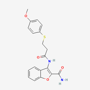 3-(3-((4-Methoxyphenyl)thio)propanamido)benzofuran-2-carboxamide