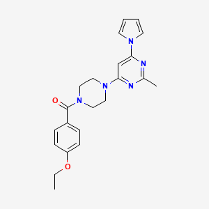 molecular formula C22H25N5O2 B2692018 (4-ethoxyphenyl)(4-(2-methyl-6-(1H-pyrrol-1-yl)pyrimidin-4-yl)piperazin-1-yl)methanone CAS No. 1421449-07-1