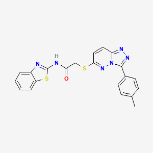 molecular formula C21H16N6OS2 B2692023 N-(benzo[d]thiazol-2-yl)-2-((3-(p-tolyl)-[1,2,4]triazolo[4,3-b]pyridazin-6-yl)thio)acetamide CAS No. 852375-87-2