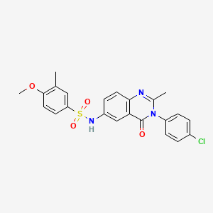molecular formula C23H20ClN3O4S B2692044 N-(3-(4-chlorophenyl)-2-methyl-4-oxo-3,4-dihydroquinazolin-6-yl)-4-methoxy-3-methylbenzenesulfonamide CAS No. 1105208-65-8