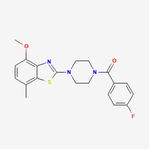 molecular formula C20H20FN3O2S B2692051 2-[4-(4-Fluorobenzoyl)piperazin-1-yl]-4-methoxy-7-methyl-1,3-benzothiazole CAS No. 897486-72-5
