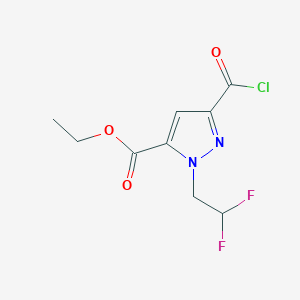 molecular formula C9H9ClF2N2O3 B2692066 Ethyl 5-carbonochloridoyl-2-(2,2-difluoroethyl)pyrazole-3-carboxylate CAS No. 1946812-95-8