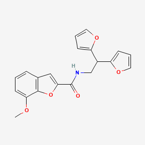 molecular formula C20H17NO5 B2692073 N-(2,2-二(呋喃-2-基)乙基)-7-甲氧基苯并噻噁-2-甲酰胺 CAS No. 2097923-39-0