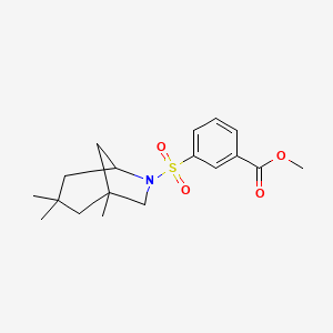 molecular formula C18H25NO4S B2692076 Methyl 3-[(1,3,3-trimethyl-6-azabicyclo[3.2.1]oct-6-yl)sulfonyl]benzoate CAS No. 442644-48-6