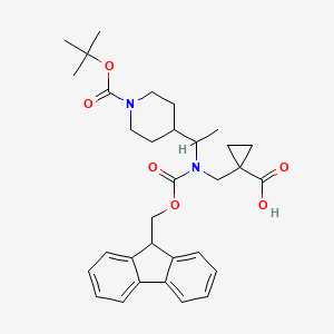 1-[[9H-Fluoren-9-ylmethoxycarbonyl-[1-[1-[(2-methylpropan-2-yl)oxycarbonyl]piperidin-4-yl]ethyl]amino]methyl]cyclopropane-1-carboxylic acid