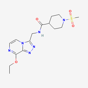 molecular formula C15H22N6O4S B2692079 N-((8-乙氧-[1,2,4]噁唑并[4,3-a]吡嗪-3-基)甲基)-1-(甲磺酰基)哌啶-4-甲酸甲酯 CAS No. 2034598-91-7