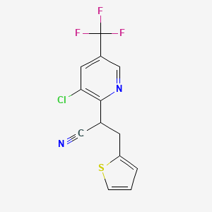 molecular formula C13H8ClF3N2S B2692087 2-[3-Chloro-5-(trifluoromethyl)-2-pyridinyl]-3-(2-thienyl)propanenitrile CAS No. 400089-35-2