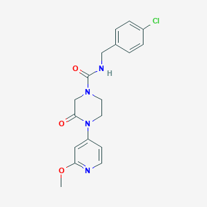 molecular formula C18H19ClN4O3 B2692093 N-[(4-Chlorophenyl)methyl]-4-(2-methoxypyridin-4-yl)-3-oxopiperazine-1-carboxamide CAS No. 2380168-65-8