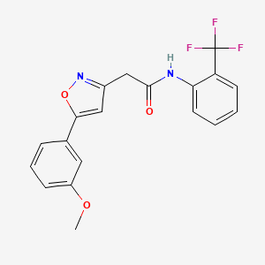 molecular formula C19H15F3N2O3 B2692097 2-(5-(3-methoxyphenyl)isoxazol-3-yl)-N-(2-(trifluoromethyl)phenyl)acetamide CAS No. 953138-62-0
