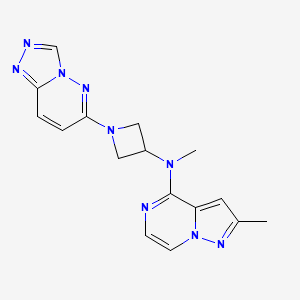 molecular formula C16H17N9 B2692100 N-甲基-N-{2-甲基吡唑并[1,5-a]嘧啶-4-基}-1-{[1,2,4]噁二唑并[4,3-b]吡啶-6-基}氮杂环丙烷-3-胺 CAS No. 2200781-57-1