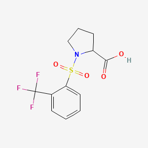 molecular formula C12H12F3NO4S B2692109 1-[2-(Trifluoromethyl)benzenesulfonyl]pyrrolidine-2-carboxylic acid CAS No. 1009665-11-5