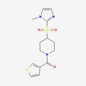 molecular formula C14H17N3O3S2 B2692112 (4-((1-甲基-1H-咪唑-2-基)磺酰基)哌啶-1-基)(噻吩-3-基)甲酮 CAS No. 2034357-37-2