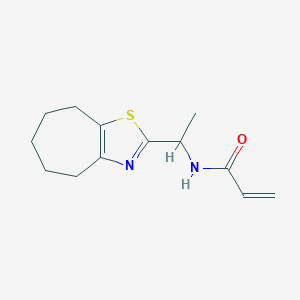 molecular formula C13H18N2OS B2692131 N-[1-(5,6,7,8-Tetrahydro-4H-cyclohepta[d][1,3]thiazol-2-yl)ethyl]prop-2-enamide CAS No. 2361641-77-0