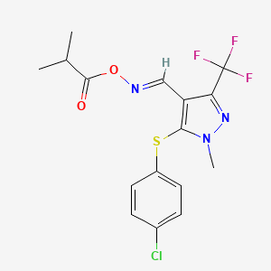 (E)-({5-[(4-chlorophenyl)sulfanyl]-1-methyl-3-(trifluoromethyl)-1H-pyrazol-4-yl}methylidene)amino 2-methylpropanoate