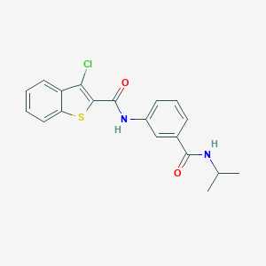 molecular formula C19H17ClN2O2S B269214 3-chloro-N-{3-[(isopropylamino)carbonyl]phenyl}-1-benzothiophene-2-carboxamide 
