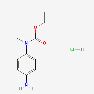 molecular formula C10H15ClN2O2 B2692149 ethyl N-(4-aminophenyl)-N-methylcarbamate hydrochloride CAS No. 1197542-76-9